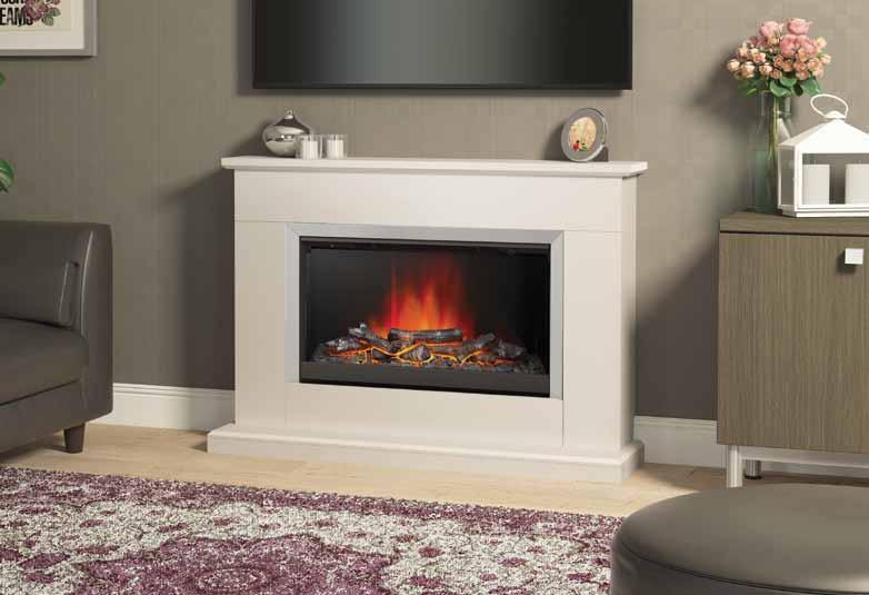Bramwell 45 Electric fireplace in Marfil Effect painted finish featuring a Fazer electric fire in Chrome.