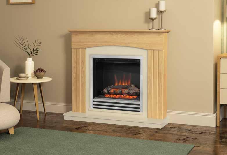 Linmere Oak 44 Electric fireplace in Natural Oak and Almond Stone