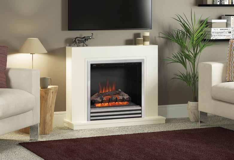 Hayden 46 Electric fireplace in Soft White painted finish featuring a 16 Athena electric