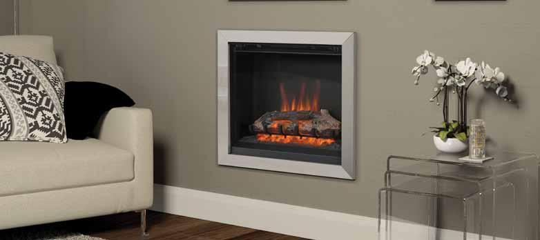 Orlando 36 Wall mounted electric fire in curved or flat Black glass fascia.