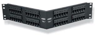 patch panels may be terminated using single-wire or 5-pair tools Angled and integrated cable managment panels allow the elimination of horizontal cable management for higher rack densities and ease