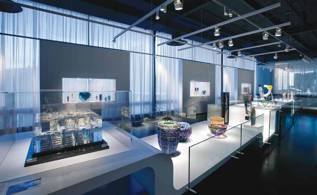 The exhibition, covering the chronology of the American Studio Glass art movement, includes 240 objects by 87 artists, made between 1969 and 2005.