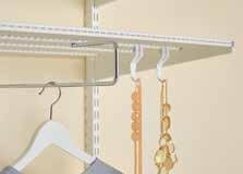 Closet rod For hanging clothes in several different lengths. A bracket tray helps you keep track of your small items.