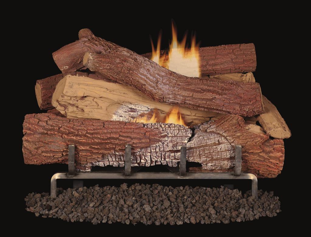 GIANT TIMBERS (OD) Log Set MEGA-FLAME Outdoor EXCLUSIVE FEATURES Available in a wide range of sizes from 24" to 30" to an impressive 36" Heavy-duty stainless steel chassis and grate for enhanced