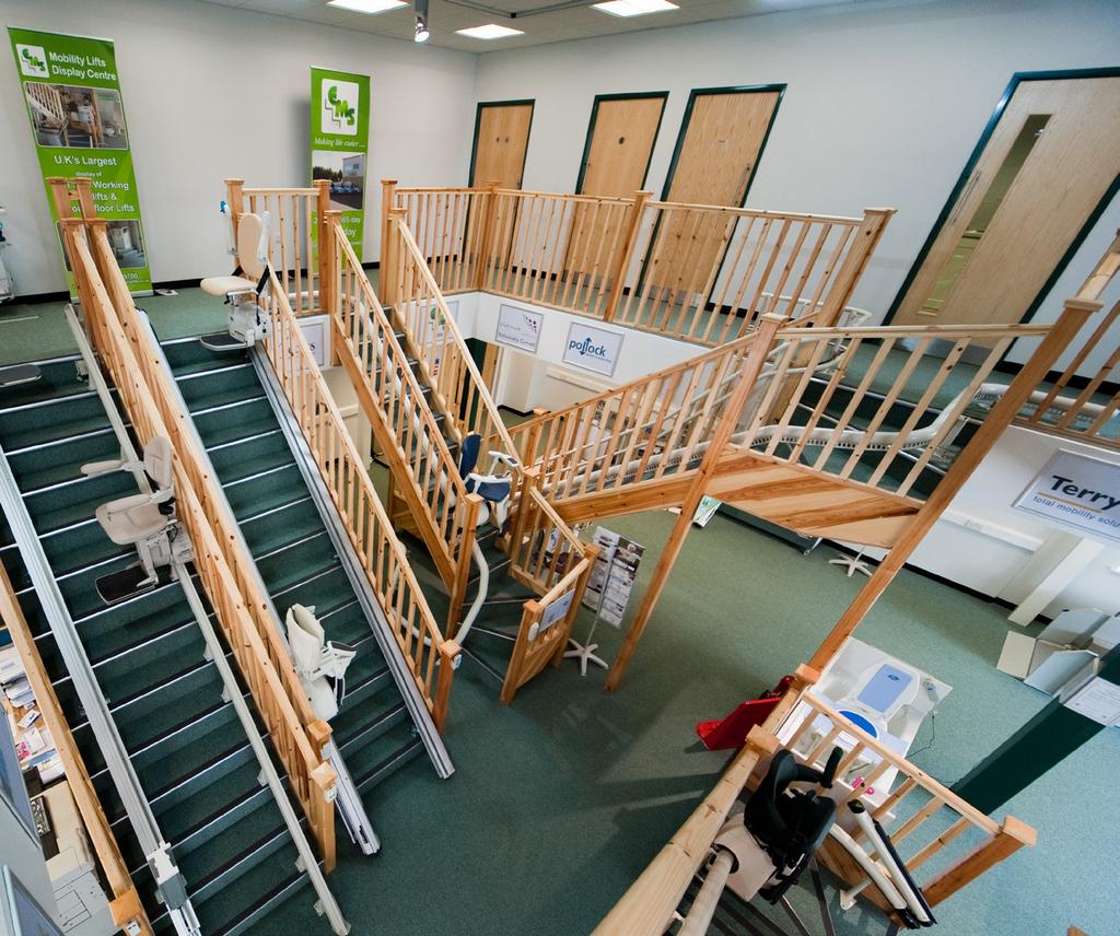 Showroom The UK s largest Stairlift Centre is based in Baldock Hertfordshire and has excellent access for disabled visitors and ample free parking.