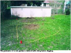 Remove grass sod Dig soil from center and