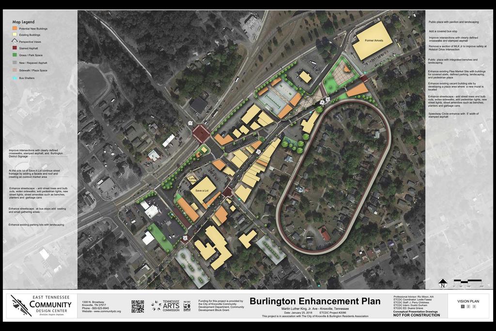 Burlington Vision Plan 2 1 Public Plaza 5 3 1 4 5 2 Public Stage 3 Covered Market area With defined parking 1 4