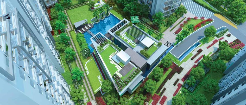 GRAND CENTRAL COURTYARD Set at the heart of the residential property, the courtyard is about 1.5 acres of lush green. So, you have your own private, unhindered view of soothing landscapes.