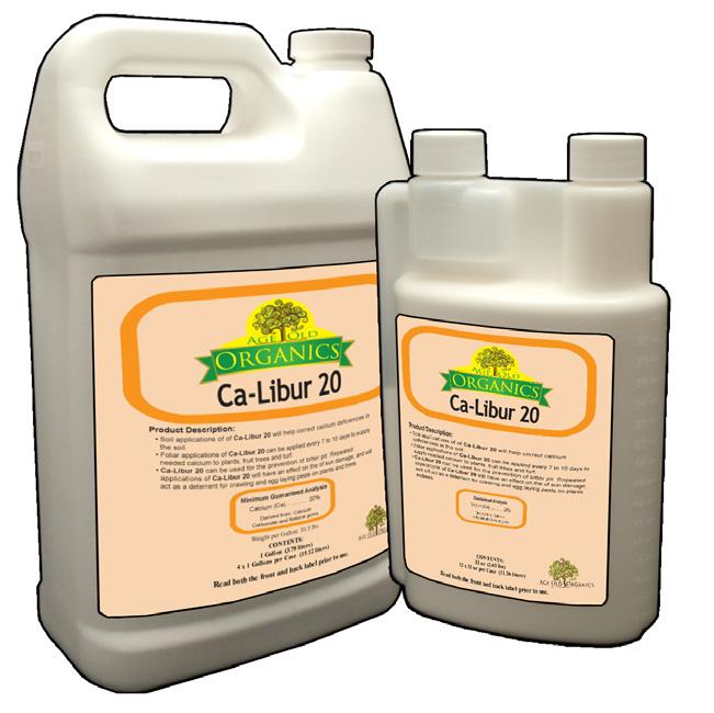 Supplemental Nutrients AGE OLD ORGANICS CA-LIBUR 20 Age Old Ca-Libur 20 will help correct calcium deficiencies in the soil and can be used for the prevention of bitter pit and