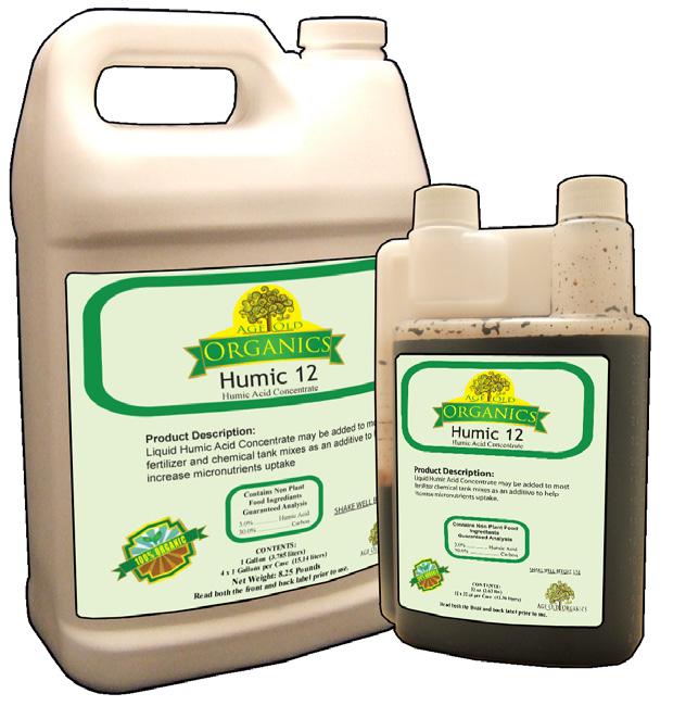 Available in: 12 x 16 oz case, 4 x 1 Gallon case, 12 x 32 oz case and 2 x 2 1/2 Gallon case AGE OLD ORGANICS HUMIC 12 Age Old Humic 12 biologically encourages plants, increasing