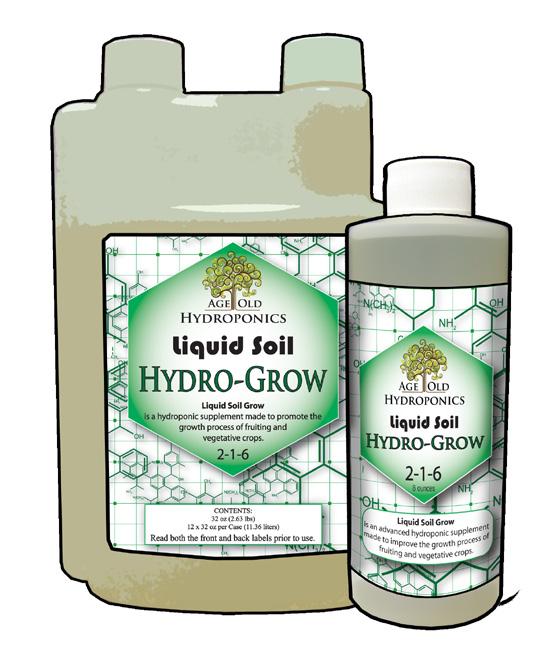 LIQUID SOIL HYDRO-GROW Liquid Soil Hydro-Grow is a concentrated balanced plant food formulated for soilless hydro-gardening of vegetative and fruiting crops.