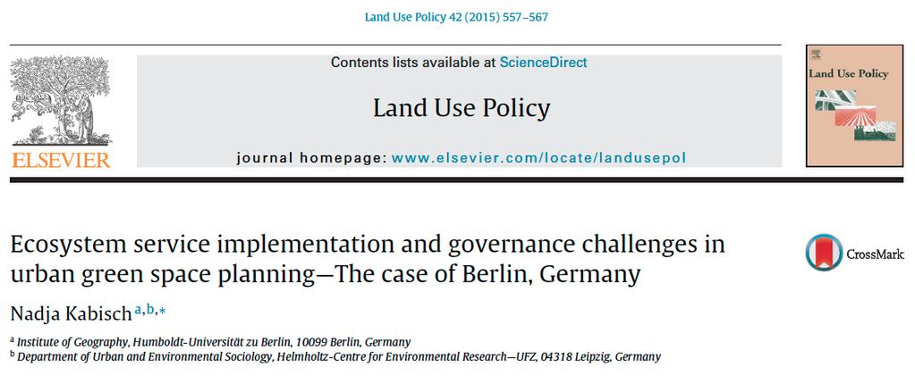 2. ES as diagnostic lens for urban governance & dynamics ES shows where co-benefits in policy programs can be