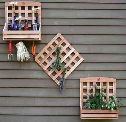 Three utility hooks (included) attach to hold keys, small garden tools, or even a dog leash. 19 x 6 x 20 Trellis Caddy set with Lattice 860.