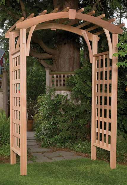 Arbors Enhance Your Garden Add lasting style to your garden with our beautiful arbors, all built with Western Cedar.