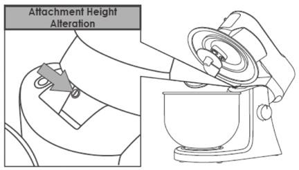 Safety and Instruction Manual USING YOUR APPLIANCE: Altering the height of your attachments To achieve optimum performance from your Professional Stand Mixer you may wish to alter the height of the