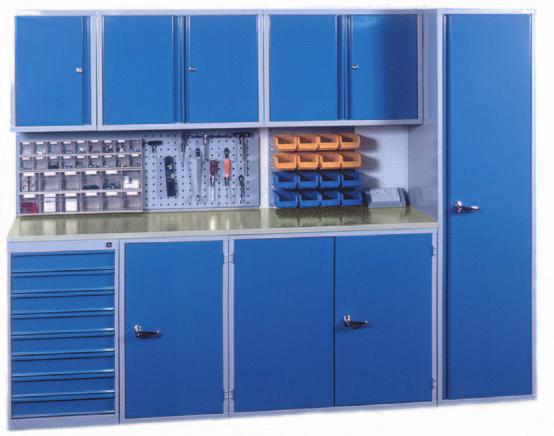 versatile range of steel work cabinets which combine to form
