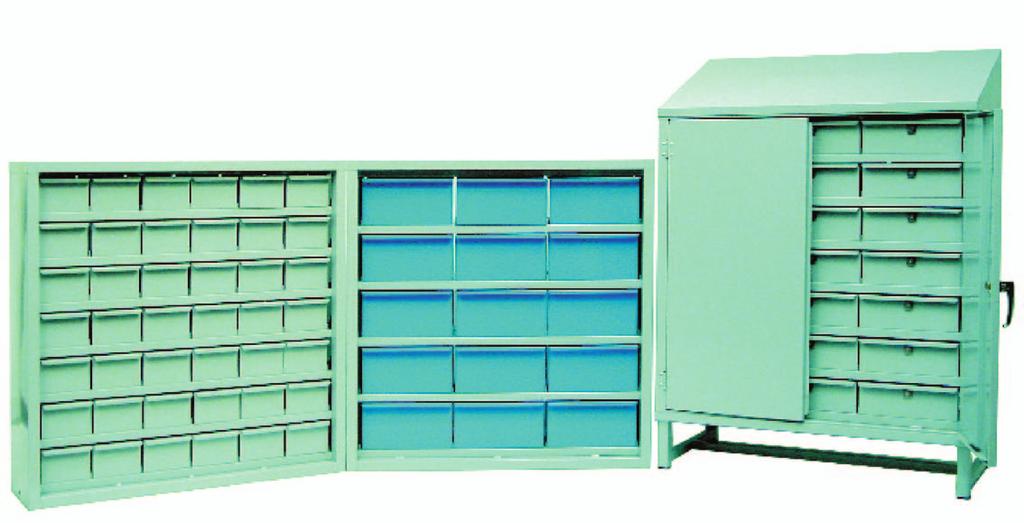 176 Steel Drawer Cabinets System B Drawer Cabinets High density small parts storage system with optional locks and doors for security Ref: DCB10 Ref: DCB04 Ref: DCB09 with extras: fl oor stand,