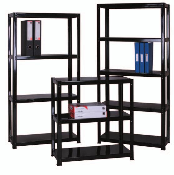 Shelving Units 181 Light duty Shelving Units Light duty - 30kg UDL per level Shelf units with choice of galvanised or black fi nish Shelves adjustable 51mm pitch - bolted construction Light / Medium