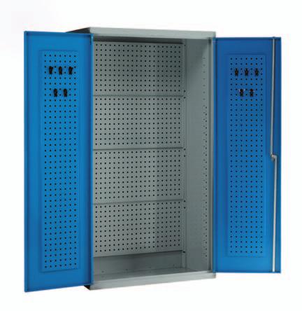 3 bins tool panel doors and 1 pack of assorted tool clips 1800mm high Ref: EC1834 2000mm high Ref: EC2034 Cabinet with full louvre panel back, tool panel