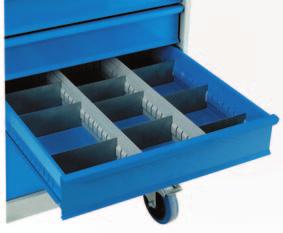 Mobile drawer cabinets 159 Mobile drawer cabinets 600 Series Fully welded mobile drawer cabinets, mounted on 4 swivel 125mm castors (2 braked) with blue resilex wheels and roller bearings.