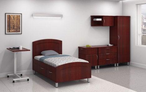 Intellicare Healthcare Interiors Brochure SPECIFICATION GUIDE H/OBT100 Overbed Table with Thermofoil Top: $645 MFG List Custom Platform Bed on