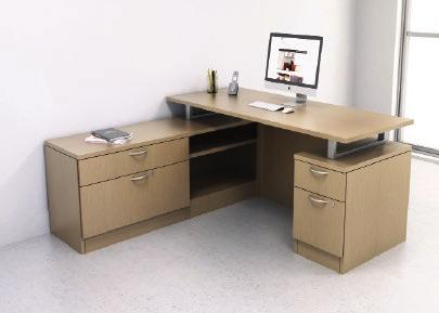 Handle: Straight Silver $9350 MFG List DESK & CREDENZA Desk with Angle Steel Post Legs