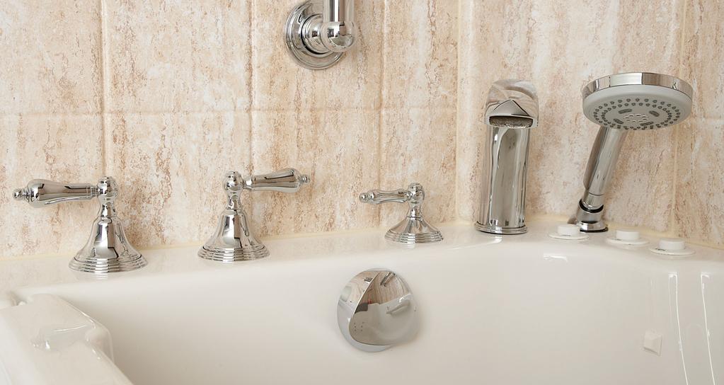 DECK MOUNTED BATH FILLER WITH PERSONAL HAND SHOWER Ideally suited to the American Standard Walk-In Bath, our exclusive Deck Mounted Bath Filler with Personal Handshower completes your walk-in bath