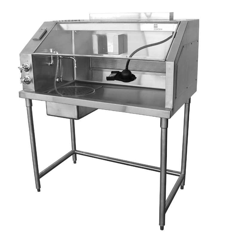 MODEL 1036-240 VENTILATED HOOD DISSECTION TABLE MODEL 1036-240 Standard Design Features: Standard Size: 28 inches wide x 60 inches long x 40 inches high, working height All stainless steel