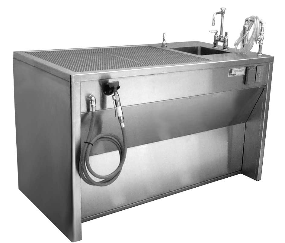 MODEL 1036-225 SMALL DOWNDRAFT DISSECTION TABLE MODEL 1036-225 Standard Design Features: Standard Size: 32 inches wide x 60 inches long x 36 inches high All stainless steel construction