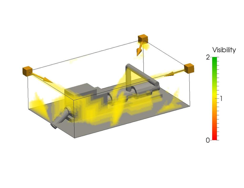 Experimental simulations 48 Page Figure 27: Visibility of the detectors in 3D showing: one detector (yellow) In the figure