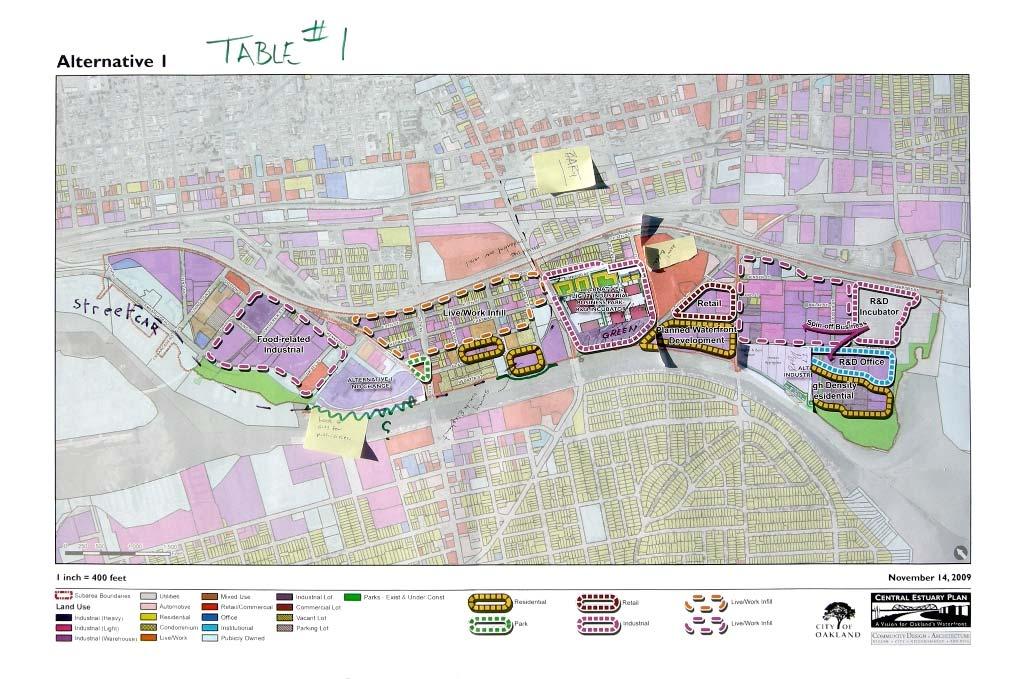 Group 1 Group 1 used a combination of Alternative 1 and Alternative 3 as a base for their preferred alternative, with modifications to the Owens Brockway/warehouse triangle site.