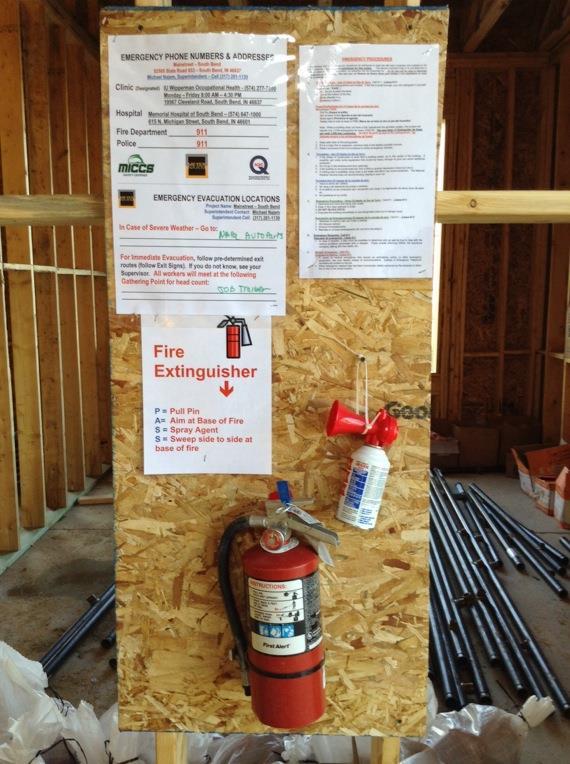Site Safety Display All necessary emergency information and equipment