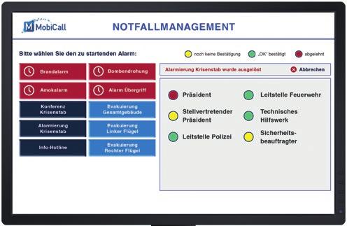 Physical security and management MobiCall can be operated as a central Security Information Management (PSIM) platform.