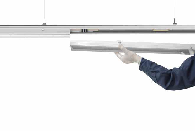 In the trunking there are two optional wiring grooves reserved, which can be used for dimming function expanding.