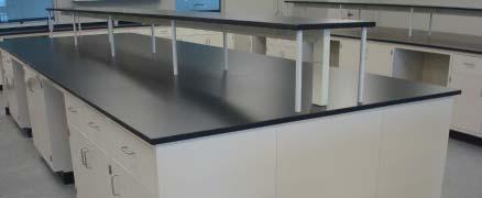 Table work surfaces are 1 1/4 thick Type #304 stainless steel. Tables come standard with nylon leveling feet.
