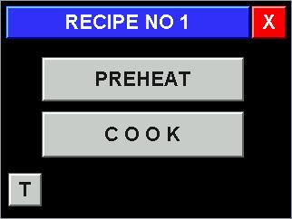 Touch [X] to return to the Main Recipe The summary screen for the recipe selected is displayed.