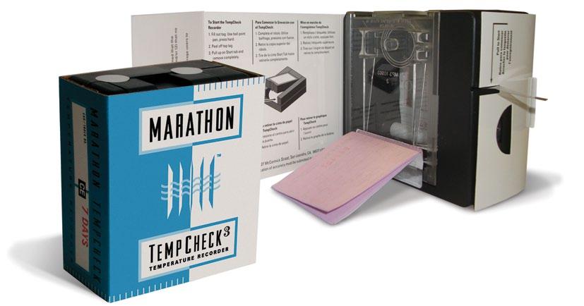 MARATHON PRODUCTS TempCheck3 Single-use Strip Chart Temperature Recorder The TempCheck3 is a reliable and cost-effective strip chart temperature recorder for all shipping and transit applications.