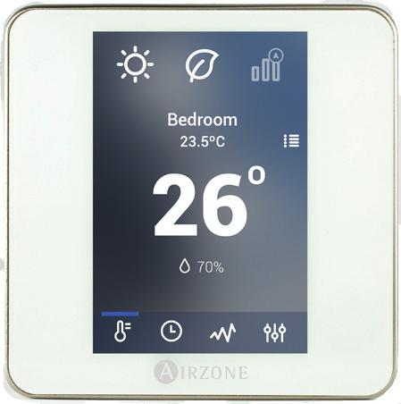 5 colour touch screen Temperature control for up to 10 individual zones Zone temperature control and humidity reading System mode settings (Cool, Heat, Auto and Dry) User modes (Eco, Vacation, Stop,