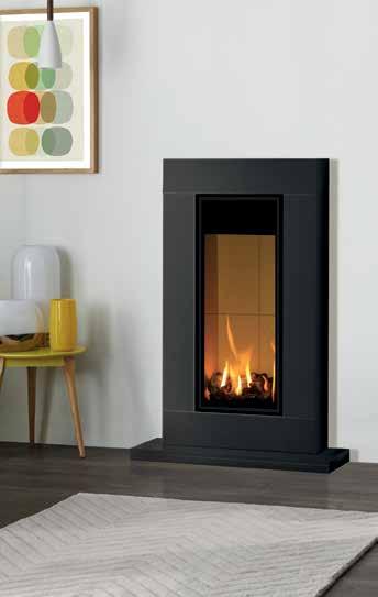 For easier installation, the Studio 22 Sorrento stone surround partially houses the fire, reducing the depth of the cavity required for installation to only one course of brickwork.
