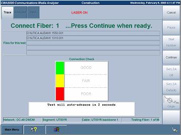 Cable commissioning is also automated through the use of CONSTRUCTION OTDR mode where a wizard allows the user to select the required testing wavelengths, number of fibers and file naming scheme.