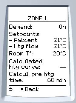 INSTLLTION 8 Status reports Information on heating zone This menu enables real-time access to: - the status of the appliances responding to a request (ON/OFF) - the information available from the