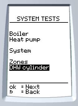 MINTNCE DHW cylinder test i The domestic hot water cylinder test is only possible if you have selected the
