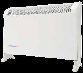 5kW rating at 110 volts Fully variable thermostat with frost protection setting Half heat switching Power-on indicator Fan only setting for air circulation Fitted cable Finished in white Model No.