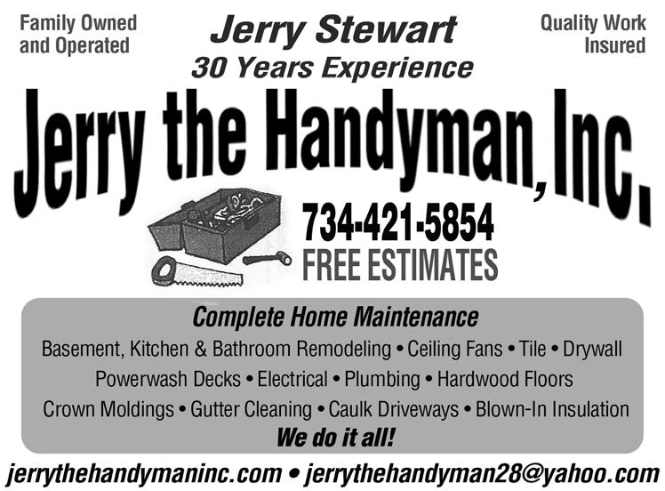 Handyman CHRISTENSEN HANDYMAN Electrical Plumbing Carpentry Tile 25 Yrs Exp...734-459-6346 HANDYPRO HANDYMAN SERVICES Gotta To-Do List? $25 Off Any Job Over $250 handypro.