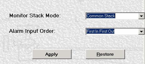 Alarms Alarm Stacking Mode Screen When multiple alarms are activated, a list of the activated alarm input numbers is created in temporary memory. This list is called the alarm stack.