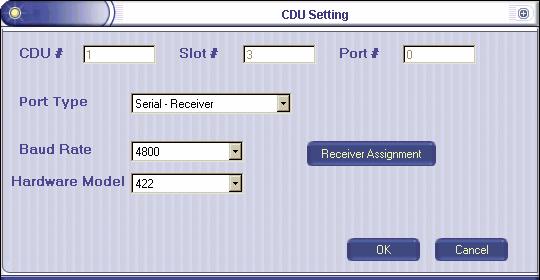 Serial - Receiver If the Port Type is Serial Receiver, perform the following procedure: 1. For Port Type of Serial Receiver, the following screen will display.