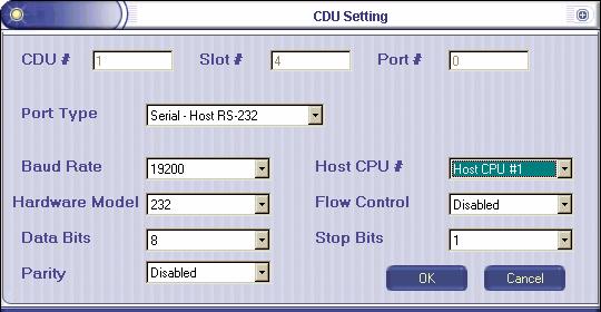 Serial - Host RS-232 If the Port Type is set to Serial Host RS-232 on the CDU Setting screen, perform the following procedure. 1.