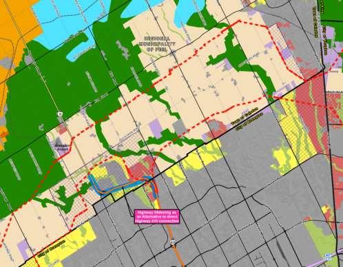 Key Issues Central Section Mississauga Road to Highway 50 Existing agricultural operations Future development areas Numerous watercourses Residential communities