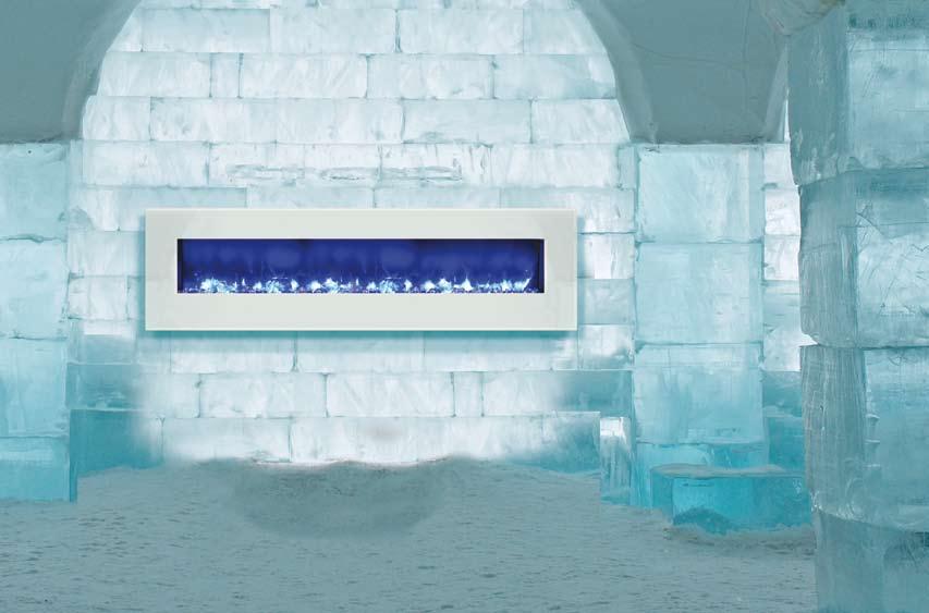 WM-BI-72-8123-WHTGLS Electric Fireplace shown with Blue Fire & Ice flame WM-BI-72-8123 SPECIFICATIONS WM-BI-72-8123 The WM-BI-72-8123 adds ambiance to any space featuring