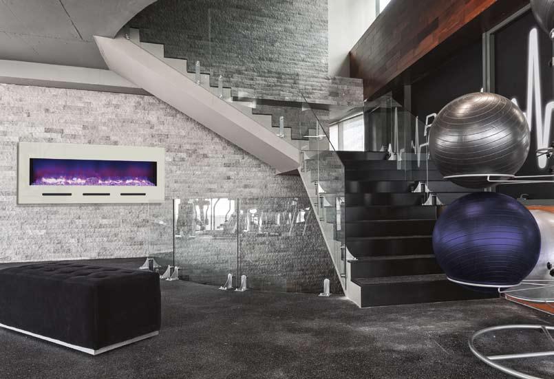 BI-50-FLUSHMT-WHTGLS Electric Fireplace shown with Purple Fire & Ice flame BI-50-FLUSHMNT SPECIFICATIONS Built-In Flush mount Fireplace Features Can be wall mounted or built in Excellent for mounting